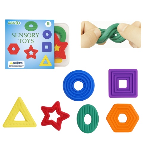 Zabawki Sensoryczne z Silikonu Medycznego – 6 Elastycznych Kształtów | ADHD | Autyzm | SI