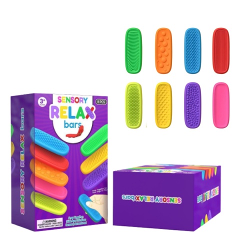 ZESTAW 8 SILIKONOWYCH FIDGETÓW SENSORYCZNYCH – TERAPIA SI | ADHD | AUTYZM | ANTYSTRESOWE