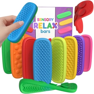 ZESTAW 8 SILIKONOWYCH FIDGETÓW SENSORYCZNYCH – TERAPIA SI | ADHD | AUTYZM | ANTYSTRESOWE